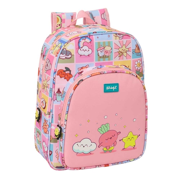 Safta Mr. Wonderful Comic Mochila Infantil - Portabotellas - Bolsillo Frontal - Adaptable a Carro - Hombreras Acolchadas - 26x34x11cm - Color Rosa