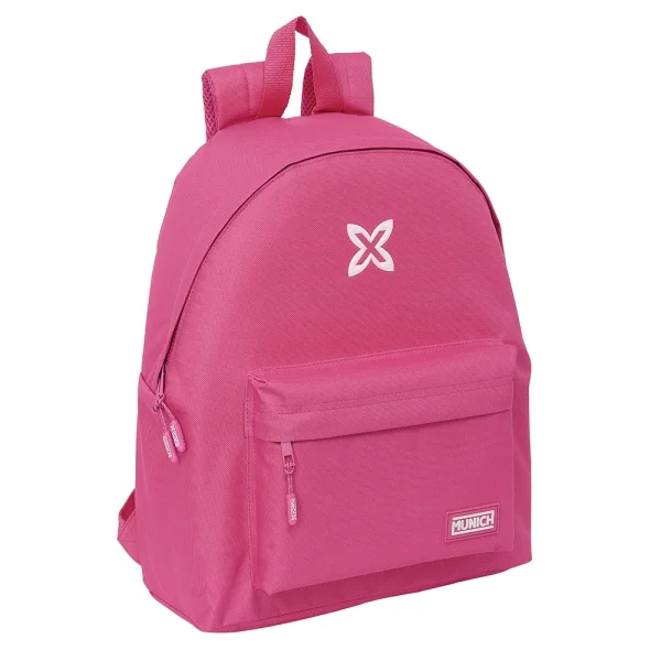 Safta Munich Basicos Fucsia Mochila - Bolsillo Frontal - Hombreras Acolchadas - Doble Tirador en Cremallera - Asa Superior - 20.8L - 330x150x420mm - Color Rosa