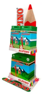 Alpino Estrella Expositor con 12 Packs de 24 Lapices de Colores + 24 Packs de 12 Lapices de Colores - Mina de 3mm - Resistente a la Rotura - Bandeja Extraible - Colores Surtidos