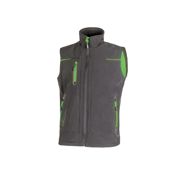 Upower Universe Chaleco Softshell Impermeable - Talla 2XL - Transpirable y Resistente al Viento, Forro Micropolar, Cremallera Impermeable, Bolsillo Free Sound, Proteccion DPI1 - Color Gris A