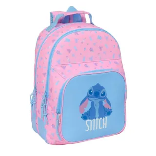 Safta Stitch Bright Mochila con 2 Compartimentos - Antirozaduras - Adaptable a Carro - Bolsillo Frontal - Portabotellas - Tirador Doble - Hombreras Ergonomicas - 20L - 320x150x420mm - Color