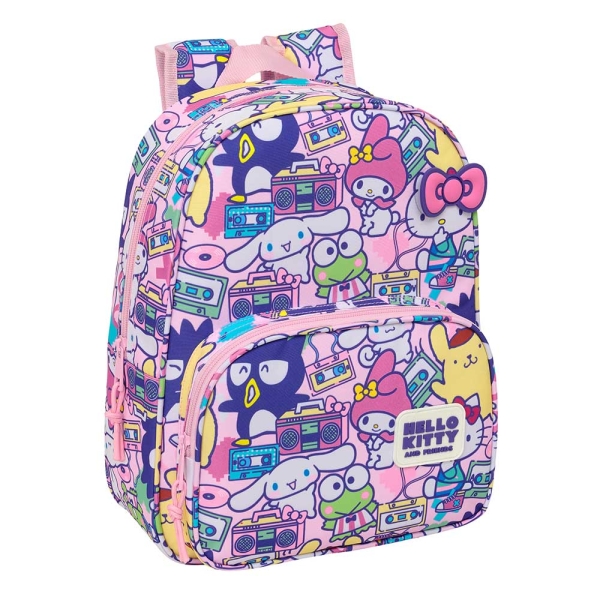 Safta Hello Kitty and Friends Mochila Infantil - Portabotellas - Bolsillo Frontal - Adaptable a Carro - Hombreras Acolchadas - 26x34x11cm - Color Rosa