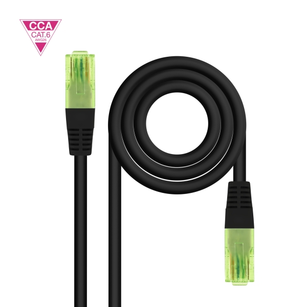 Nanocable Cable Red Latiguillo Cat.6 UTP AWG26 CCA - Longitud 0.30m - Color Negro