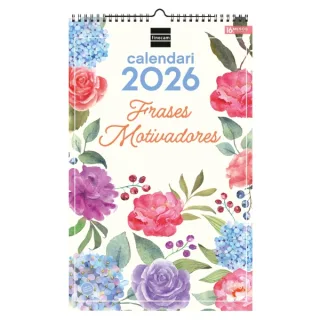 Finocam Calendario de Pared en Catalan - Anual 2026 - Imagenes Variadas - con Espiral - Espacio para Escribir - Tematica de Frases Motivadoras
