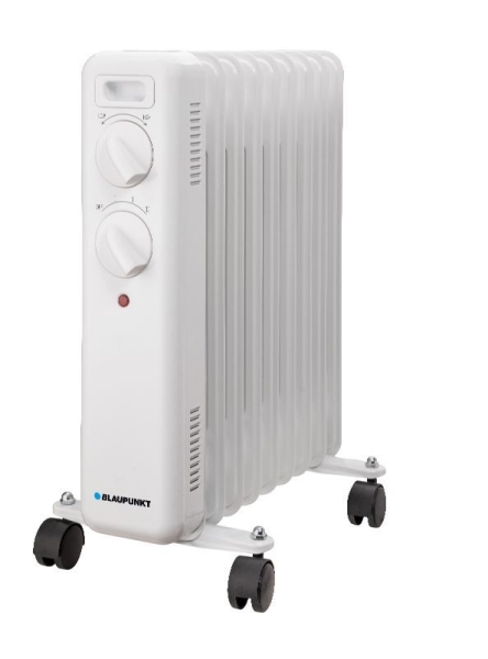 Blaupunkt Radiador de Aceite - Potencia 2000W - Termostato Regulable - Ruedas - Asa de Transporte - Indicador Luminoso - Color Blanco