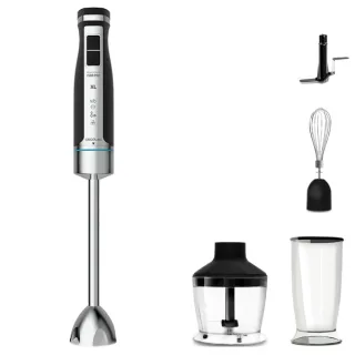 Cecotec PowerGear 1500 XL Pro Batidora de Mano - 1500W - Vaso de 0.8L - Picadora de 0.6L - Velocidad Ajustable - Incluye Accesorios - Cuchillas Recubiertas de Titanio - Modo Turbo - Color Ac