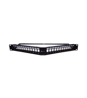 WP Patch Panel de 24 Puertos RJ45 CAT6 UTP - 1U Keystone Angulado - Color Negro