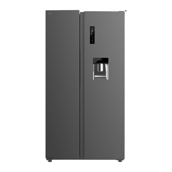 Cecotec Bolero CoolMarket SBS 559 Dark D Frigorifico Americano - Capacidad 559L - Dispensador de Agua - Luz LED - Compresor Inverter - Nofrost - Frio Envolvente - 91.2x70.4x177cm - Color Gri