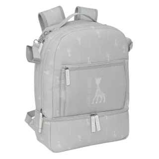 Safta Sophie la Girafe Mum Mochila para Carrito Bebe de 19.4L - Bolsillos Internos - Cremallera Doble Facil - Bolsillo Termo - Bolsillo Lateral - 300x150x430mm - Color Gris Claro