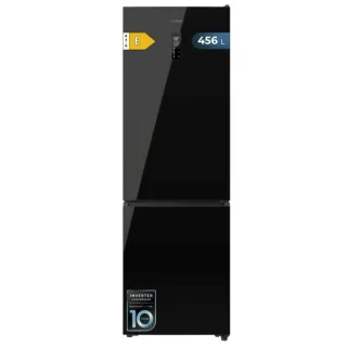 Cecotec Bolero CoolMarket Combi 456 Black Glass E Frigorifico Combi - Capacidad 456L - Compresor Inverter - Total Nofrost - Puerta de Cristal - Frio Envolvente - Clase E - 201x59.5x68cm - Co