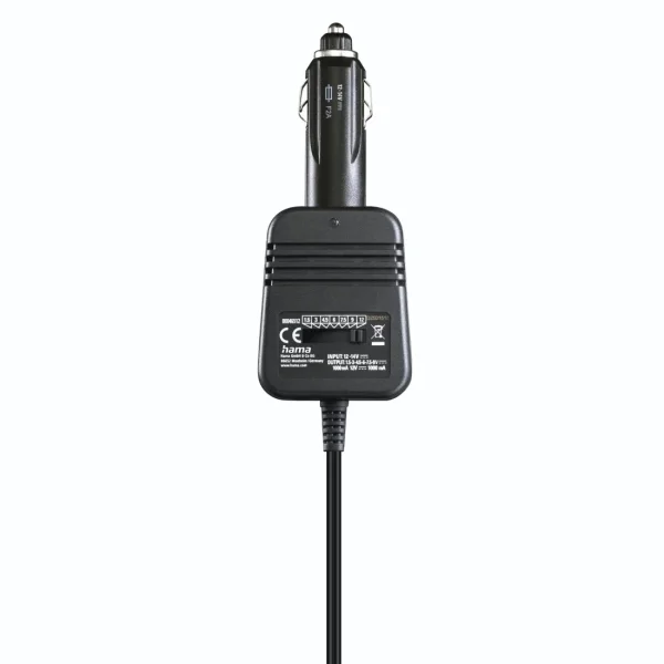 Hama Fuente de Alimentacion para Coche 12W - Pantalla LED - Indicador LED - Voltaje Variable - Color Negro