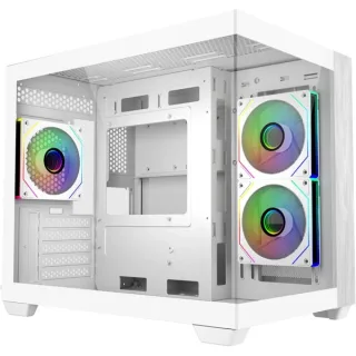 Cooler Master Elite 481 Wood Caja Minitorre - 3 Ventiladores 120mm RGB - Vista Panoramica - Soporte MicroATX/Mini-ITX - Doble Camara - Audio - 2xUSB-A - 1xUSB-C - 420x285x370mm - Color Blanc