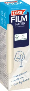 Tesa Paper Pack de 8 Cintas Adhesivas de Papel 19mm x 10 Metros - Casi Invisible en Superficies de Color Claro - Se puede Cortar con la Mano y Escribir sobre ella - Papel Certificado FSC®