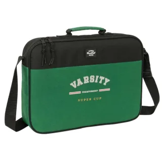 Safta Blackfit8 Varsity Maletin con Cremallera - Bandolera Ajustable - Asa Forrada - Doble Tirador - Fondo Extraible - Compacta y Ligera - 6L - 380x60x280mm - Color Negro y Verde