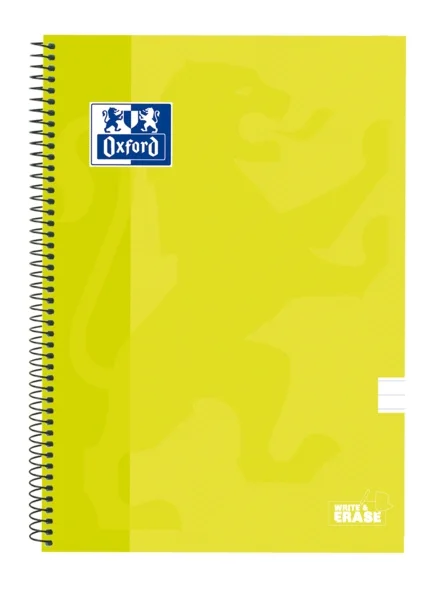 Oxford School Classic Cuaderno Espiral Tapa Extradura Write&Erase - Folio 1 Linea con Margen - 80 Hojas - Color Lima · Pack de 5 uds.