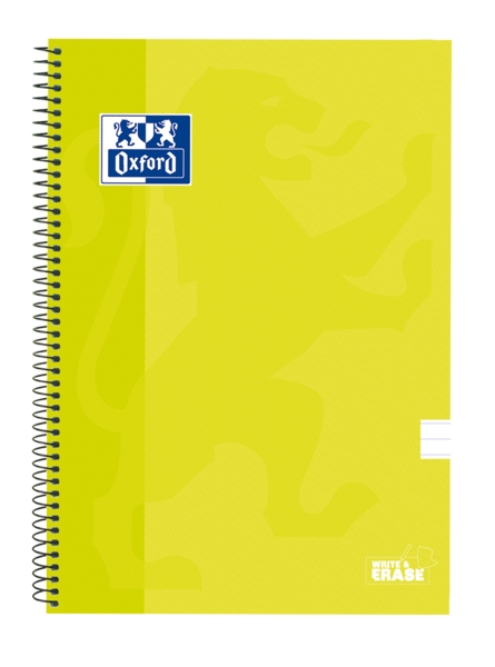 Oxford School Classic Cuaderno Espiral Tapa Extradura Write&Erase - Folio 1 Linea con Margen - 80 Hojas - Color Lima · Pack de 5 uds.