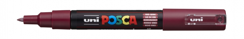 Posca PC-1M Marcador de Pintura - Punta Conica 0.7mm - Tinta Base al Agua - Resistente a la Luz - No Permanente - Color Vino · Pack de 6 uds.