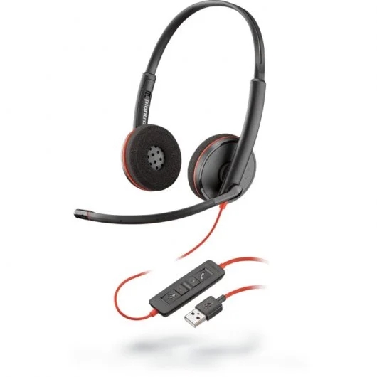HP Poly Blackwire 3320 USB-C Auriculares con Microfono - Almohadillas Acolchadas - Controles en Cable - Color Negro
