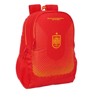 Safta Seleccion Española de Futbol Mochila Adaptable a Carro - Portabotellas - Dos Compartimentos - Tirador Doble - Hombreras Acolchadas - Asa Superior - 23L - 320x160x440mm - Color Rojo
