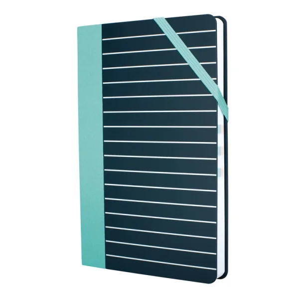Milan Paperbook Stripes Libreta Mediana - Cuadriculado - 208 Hojas de 80g - Cierre Elastico - Color Negro