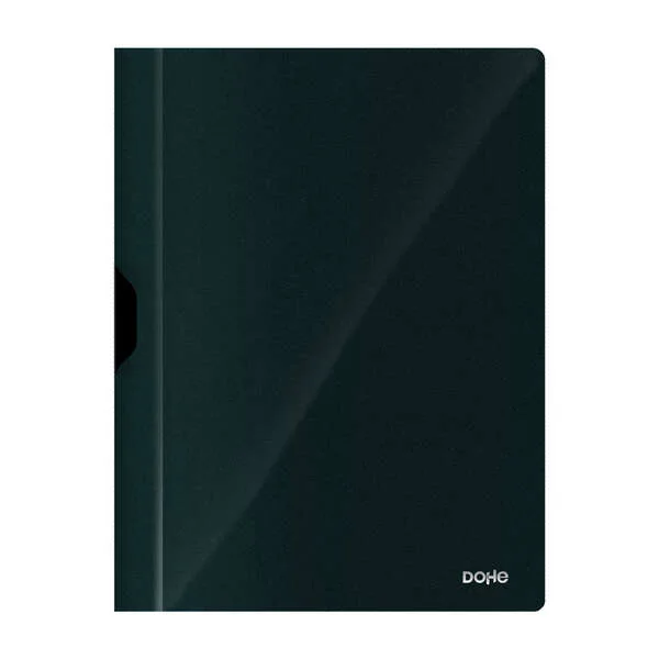 Dohe Dossier con Clip Metalico - Tamaño A4 - Fabricado en Polipropileno Opaco de 350 Micras - Color Negro · Pack de 8 uds.