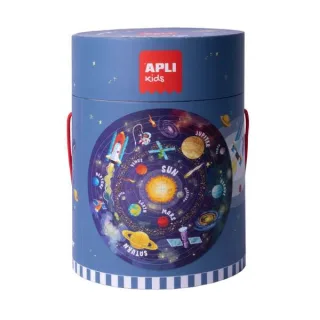 Apli Puzzle Circular del Sistema Solar de 48 Piezas - Tamaño Ø50cm - Poster para Facilitar Montaje - Recomendado para Niños a partir de 5 Años
