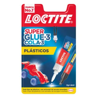 Loctite Superglue-3 Plasticos Dificiles Pegamento 2gr + Activador 4ml - Pegamento Transparente y Liquido - Formulado para Plasticos Dificiles - Facil de Extender - Incluye Activador en Forma