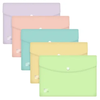 Oxford Urban A5 Sobre Portadocumentos de Plastico Rigido Translucido A5 - Capacidad hasta 40 Hojas - Cierre de Broche - Colores Pastel Surtidos · Pack de 5 uds.
