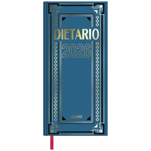 Dohe Dietario Anual Dos Tercios - Dia Pagina - Fabricado en Geltex con Carton Contracolado - Tamaño 14.5x31cm - Colores Surtidos Aleatorios