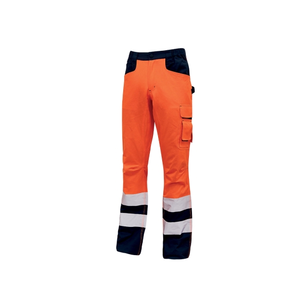 Upower Beacon Pantalon de Trabajo con Multiples Bolsillos - Talla 2XL - Cintura Porta Martillo, Rodillas Preformadas, Cintas Reflectantes, Costuras Reforzadas, Proteccion DPI2 - Color Naranj