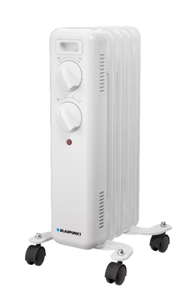 Blaupunkt Radiador de Aceite - Potencia 1000W - Termostato Regulable - Ruedas - Asa de Transporte - Indicador Luminoso - Color Blanco