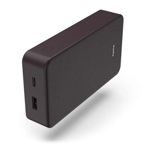 Hama Colour 20 Bateria Externa Powerbank 20000mAh - Polimero de Litio - USB-C - USB-A - Carga Rapida - Indicador LED de Carga - 2 Conexiones de Salida - 26.4x130x70mm - Color Purpura Oscuro