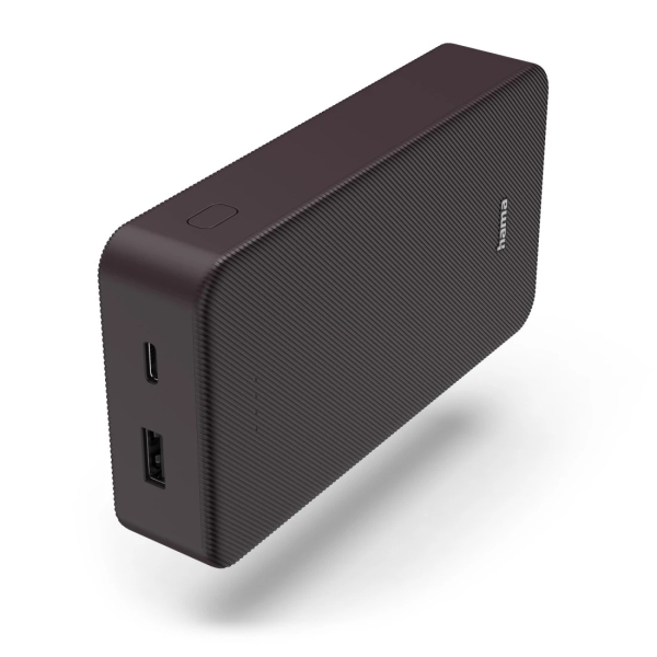 Hama Colour 20 Bateria Externa Powerbank 20000mAh - Polimero de Litio - USB-C - USB-A - Carga Rapida - Indicador LED de Carga - 2 Conexiones de Salida - 26.4x130x70mm - Color Purpura Oscuro
