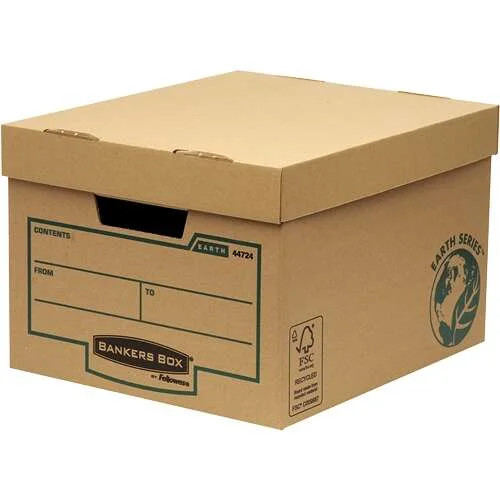 Fellowes Bankers Box Earth Contenedor de Archivos - Montaje Manual - Carton Reciclado Certificacion FSC - Color Marron · Pack de 10 uds.