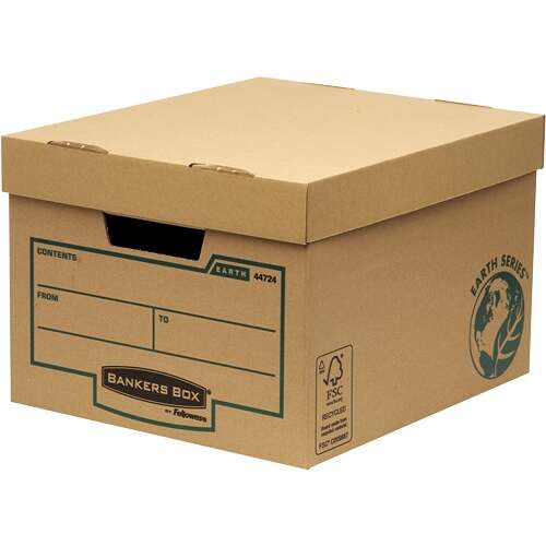 Fellowes Bankers Box Earth Contenedor de Archivos - Montaje Manual - Carton Reciclado Certificacion FSC - Color Marron · Pack de 10 uds.