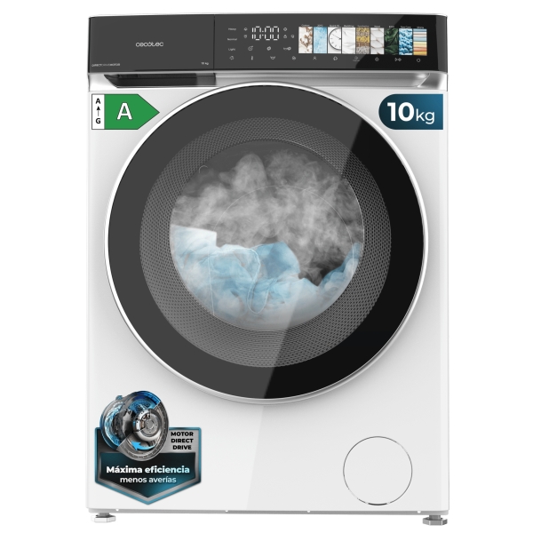 Cecotec Bolero DressCode 10970 Direct Drive Lavadora de Carga Frontal - Capacidad 10kg - Velocidad 1400rpm - Puerta XXL - 11 Programas - Color Blanco y Negro