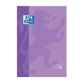 Oxford School Classic Recambio Encolado A4 80 Hojas Cuadricula 5x5 - Recuadro del Color de la Tapa - Tapa Color Malva · Pack de 5 uds.