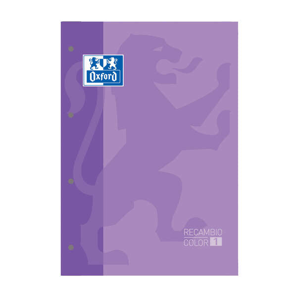 Oxford School Classic Recambio Encolado A4 80 Hojas Cuadricula 5x5 - Recuadro del Color de la Tapa - Tapa Color Malva · Pack de 5 uds.