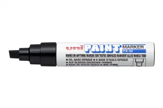 Uni-ball PX-30 Marcador de Pintura - Punta Biselada Acrilica 4-8.5mm - Permanente en Todas las Superficies - Resistente a Luz y Agua - Color Negro · Pack de 6 uds.