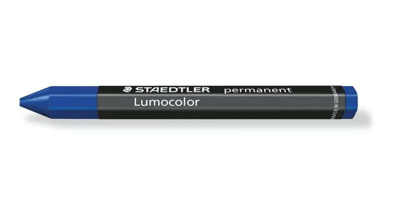 Staedtler Lumocolor Permanent Omnigraph 236 Cera Permanente Hexagonal - Resistente al Agua - Diametro 12mm Aprox - Color Azul · Pack de 12 uds.