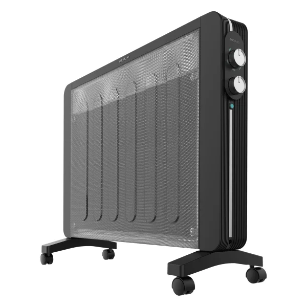 Cecotec Ready Warm 2000 Now Placa Radiante de Mica - 2000W - Cobertura hasta 25m2 - Termostato - Calor Radiante y Conveccion - Facil Transporte con Ruedas - Seguridad Automatica - Color Gris Oscuro