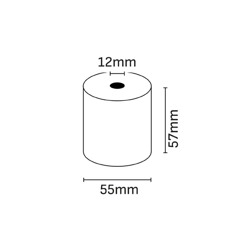 Oqonos Rollo de Papel Termico 57x55x12mm, Libre de BPA, FSC · Pack de 10 uds.