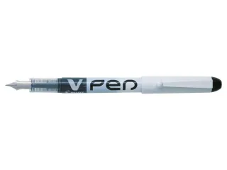 Pilot Pluma Estilografica V-Pen Desechable Tinta Liquida - Punta de Acero - Trazo de 0.5mm - Color Negro · Pack de 12 uds.
