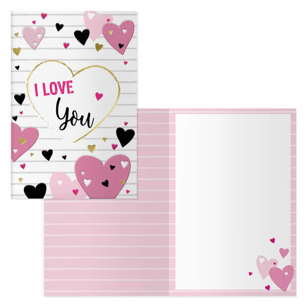 Dohe Pack de 6 Tarjetas de Felicitacion de San Valentin - 11.5x17cm - Impresas a Todo Color - Estampaciones con Pelicula de Color - Estampacion en Seco - Papel Offset Blanco de 300gr - Inclu