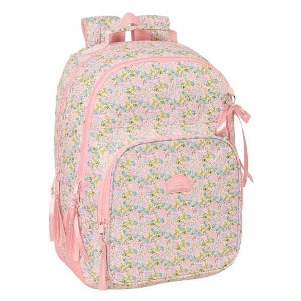 Safta Vmb Mochila con 2 Compartimentos - Cantoneras Antirozaduras - Adaptable a Carro - Bolsillo Frontal - Portabotellas - Tirador Doble - Hombreras Ergonomicas - 20L - 320x150x420mm - Color Rosa