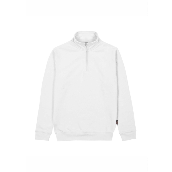 Upower Tautra Sudadera de Trabajo Confortable y Duradera - Talla 2XL - Polialgodon Perchado, Media Cremallera, Cuello Ajustable, Puños Canale Elastico, Proteccion DPI1 - Color Blanco