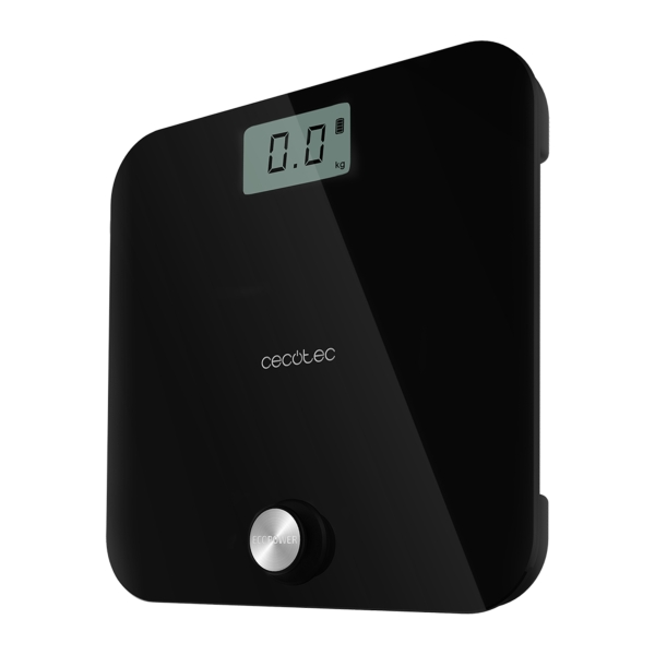 Cecotec Surface Precision 10000 Healthy Black Bascula Corporal - Energia sin Pilas - 4 Sensores - Cristal Templado - Pantalla LCD - Funcion de Autoapagado - Patas Antideslizantes - Color Neg