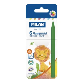 Milan Plastipastel Pack de 6 Ceras de Colores Redondas - Colores Surtidos