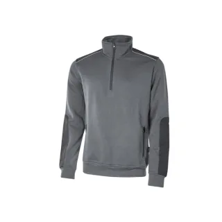 Upower Cushy Sudadera Cepillada con Media Cremallera - Talla 2XL - Cuello Alto, Bolsillos Laterales con Cremallera, Refuerzos Antidesgaste, Detalles Reflectantes, Proteccion DPI1 - Color Gri