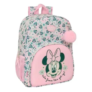 Safta Minnie Mouse Minty Mochila Adaptable a Carro - Portabotellas - Tirador Doble - Hombreras Ergonomicas Acolchadas - Bolsillo Frontal - Asa de Mano - 19L - 330x140x420mm - Color Rosa Past